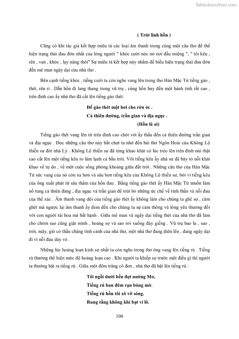 Luận văn thạc sĩ khoa học ngữ văn Tìm hiểu nghệ thuật thơ Hàn Mặc Tử - 9 Trang 101
