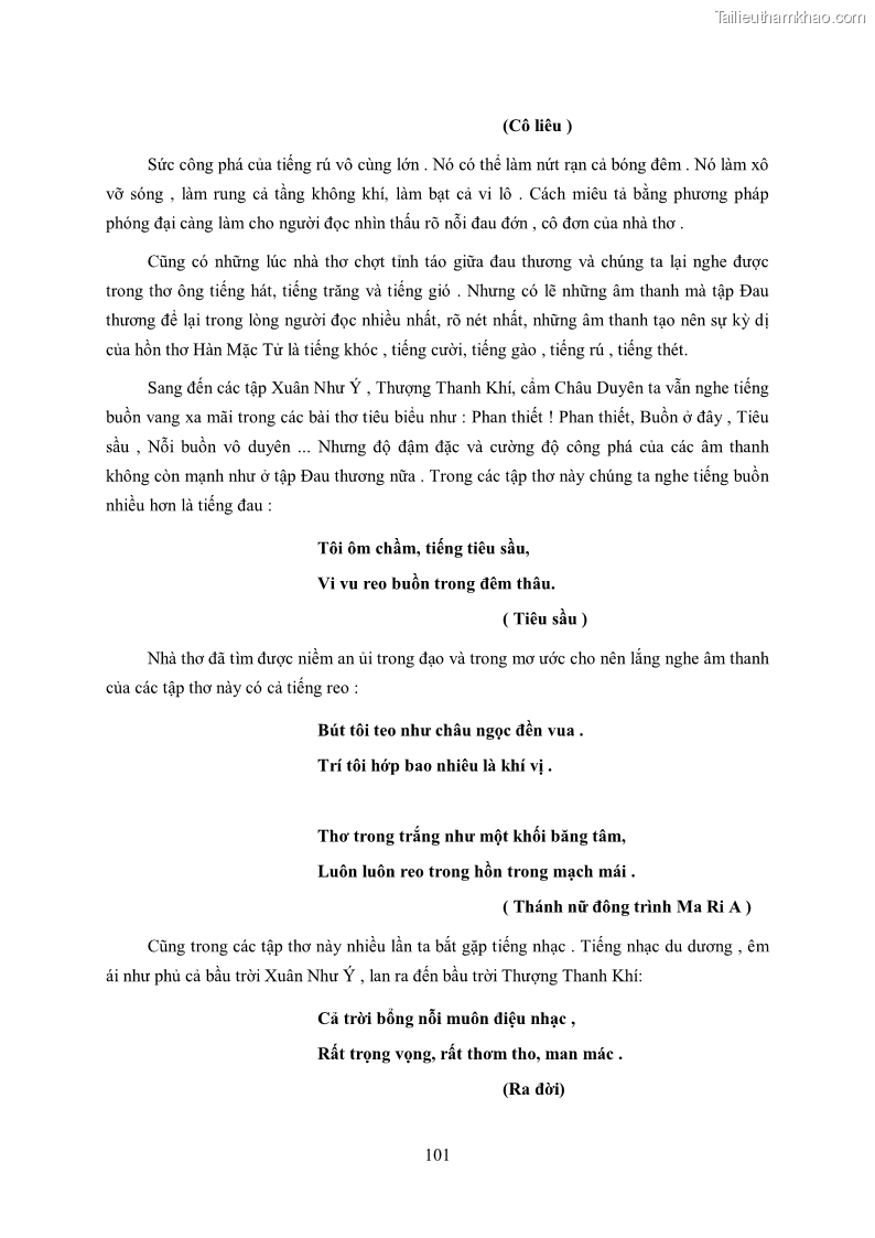 Luận văn thạc sĩ khoa học ngữ văn Tìm hiểu nghệ thuật thơ Hàn Mặc Tử - 9 Trang 102
