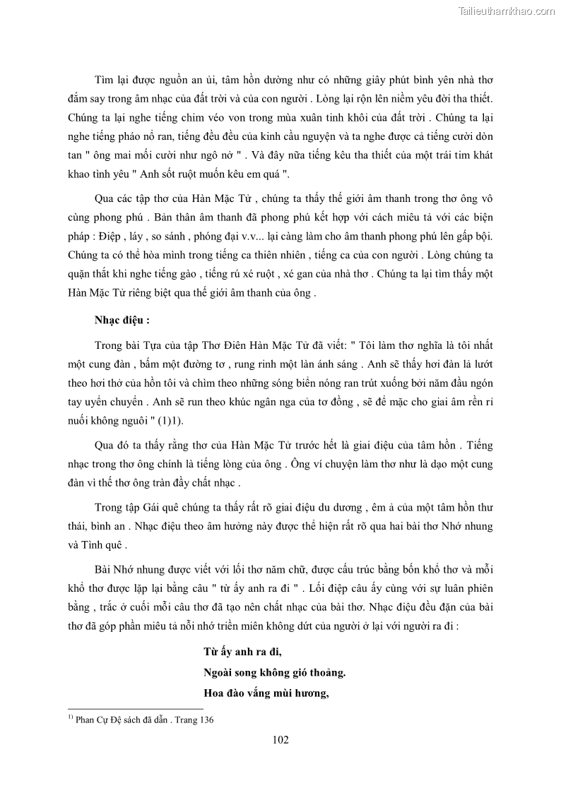 Luận văn thạc sĩ khoa học ngữ văn Tìm hiểu nghệ thuật thơ Hàn Mặc Tử - 9 Trang 103