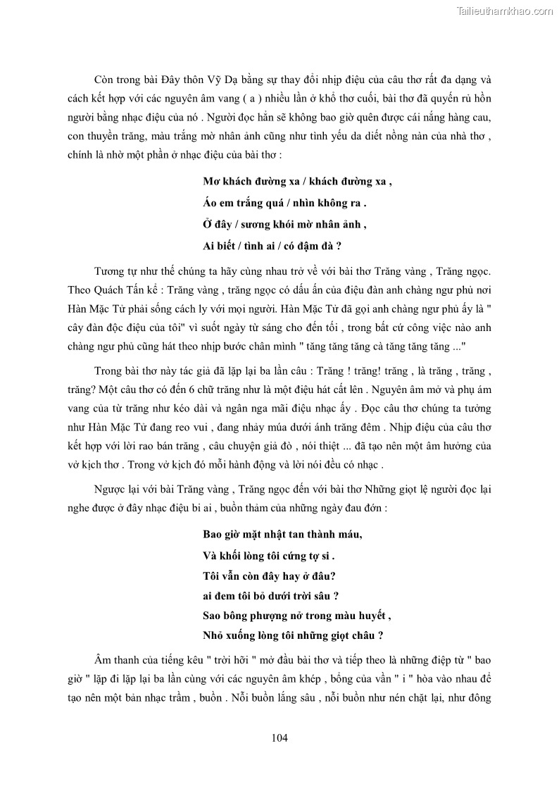Luận văn thạc sĩ khoa học ngữ văn Tìm hiểu nghệ thuật thơ Hàn Mặc Tử - 9 Trang 105