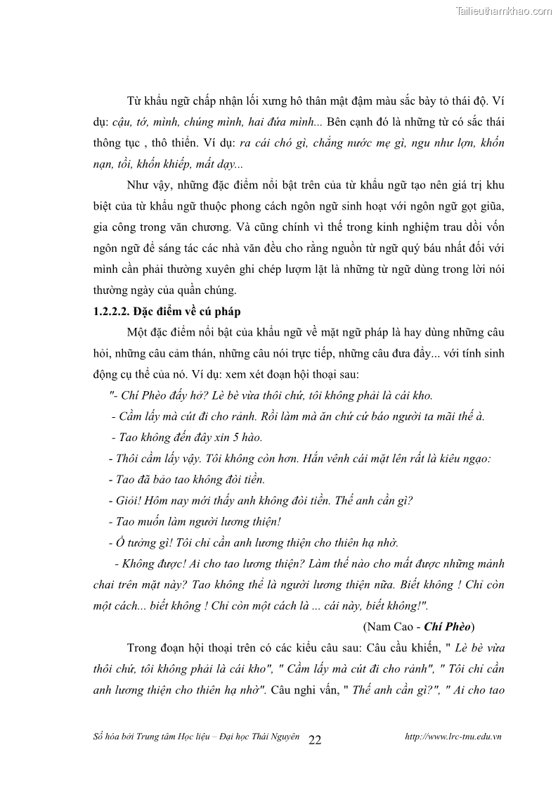 Luận văn thạc sĩ khoa học ngữ văn Tính khẩu ngữ trong thơ Nôm Nguyễn Trãi - 2 Trang 22
