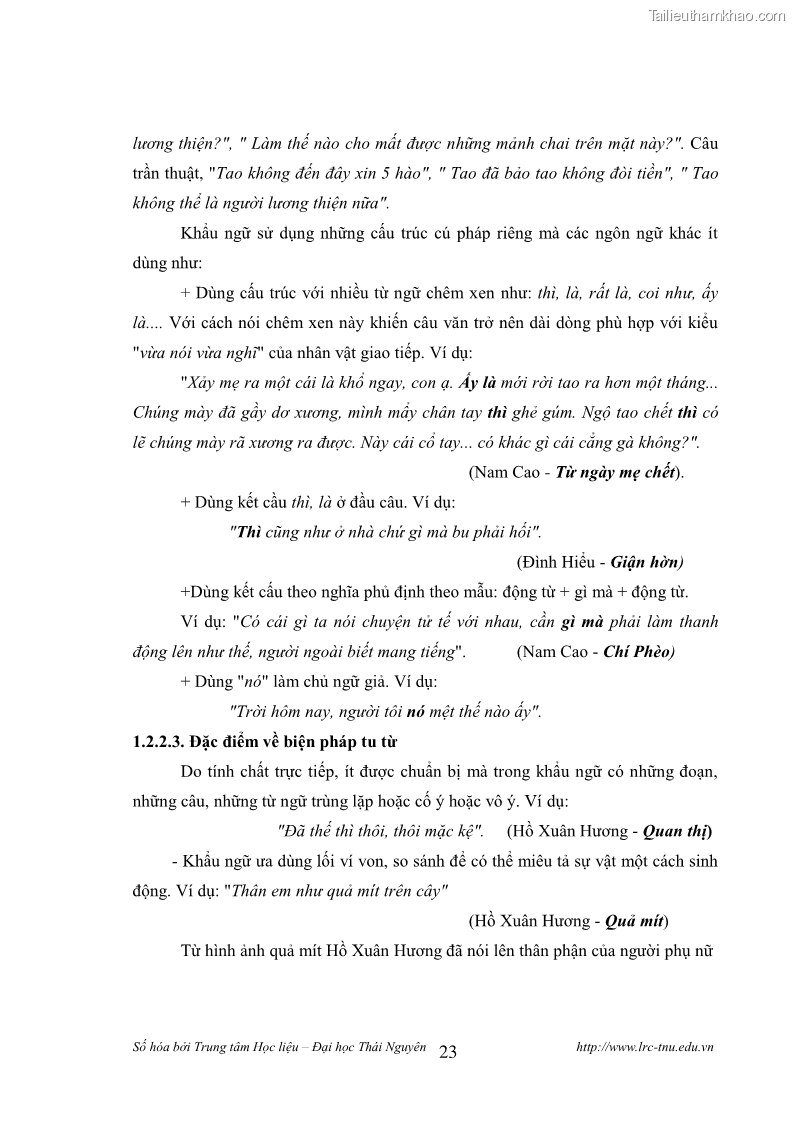 Luận văn thạc sĩ khoa học ngữ văn Tính khẩu ngữ trong thơ Nôm Nguyễn Trãi - 2 Trang 23