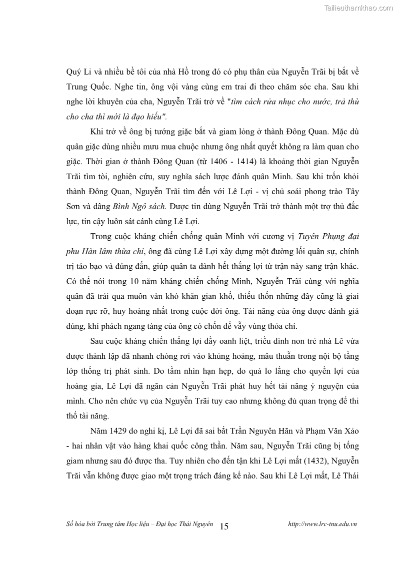 Luận văn thạc sĩ khoa học ngữ văn Tính khẩu ngữ trong thơ Nôm Nguyễn Trãi - 2 Trang 15
