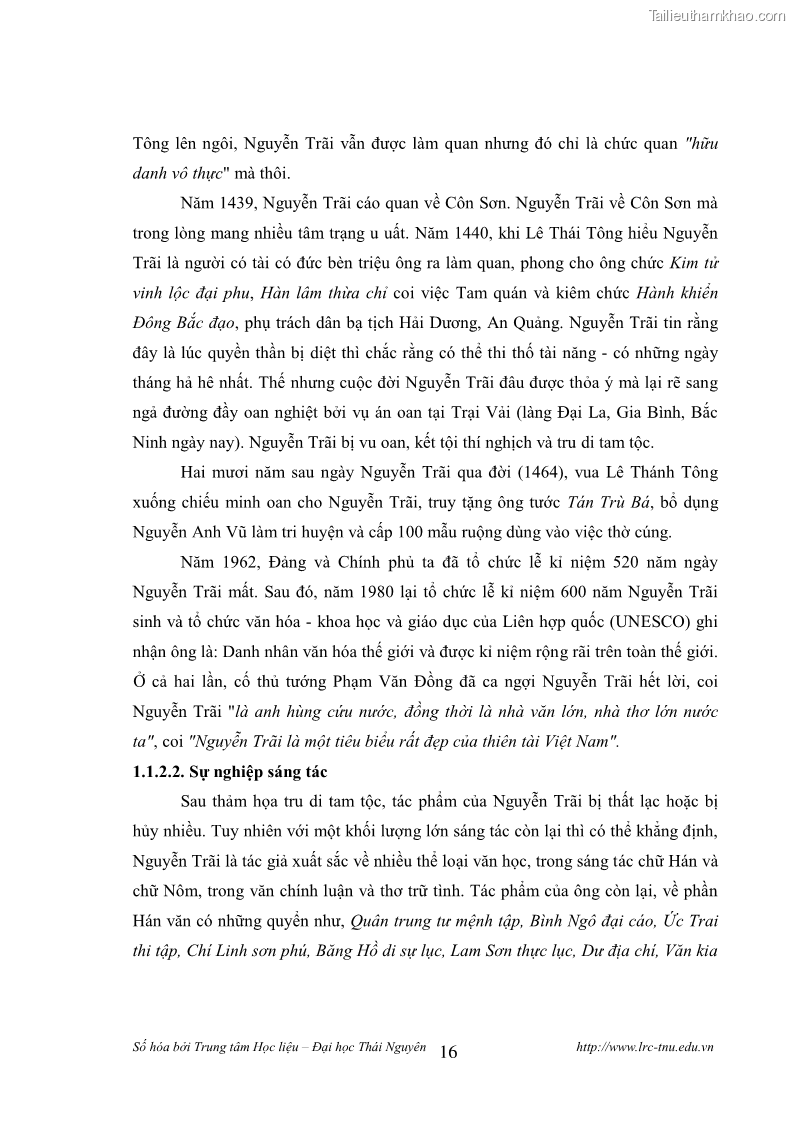 Luận văn thạc sĩ khoa học ngữ văn Tính khẩu ngữ trong thơ Nôm Nguyễn Trãi - 2 Trang 16