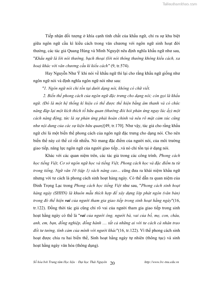 Luận văn thạc sĩ khoa học ngữ văn Tính khẩu ngữ trong thơ Nôm Nguyễn Trãi - 2 Trang 20
