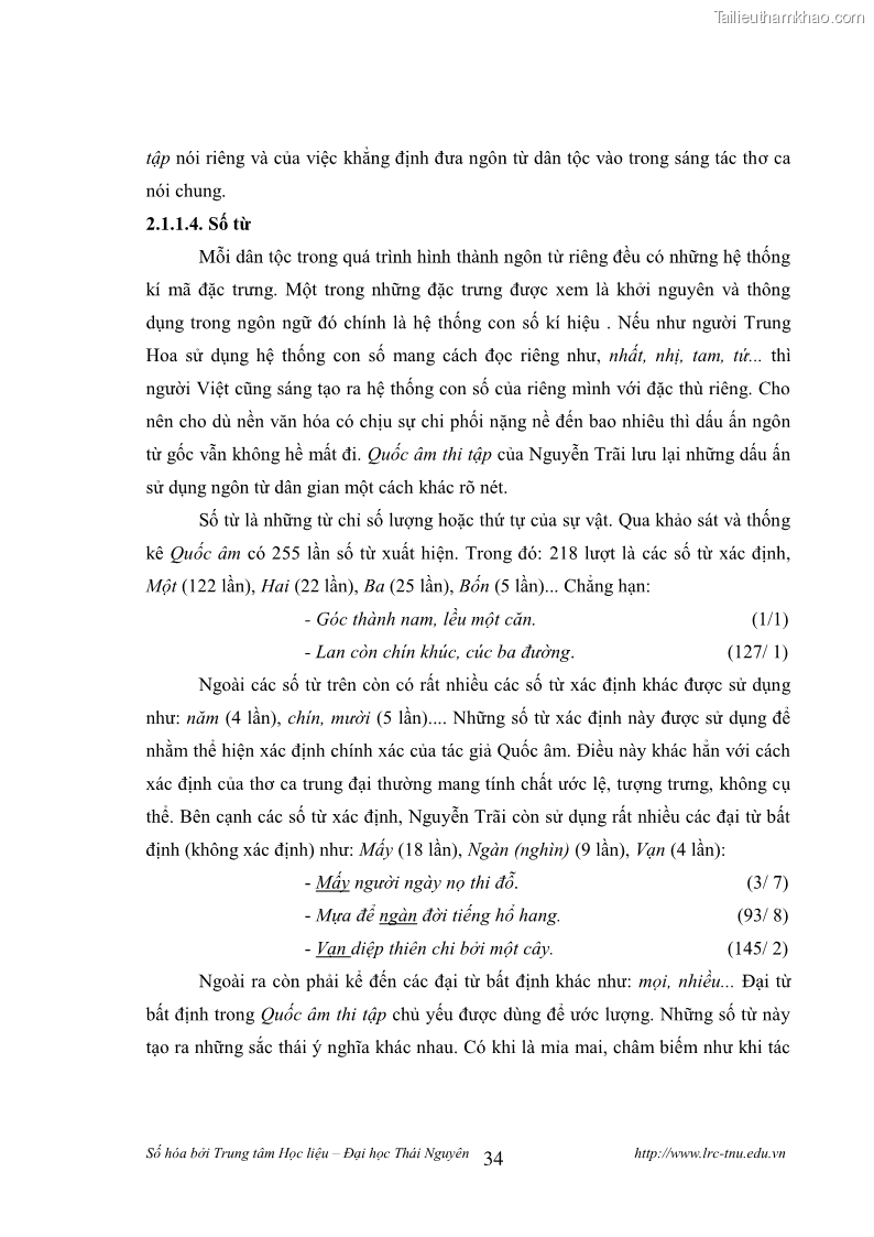 Luận văn thạc sĩ khoa học ngữ văn Tính khẩu ngữ trong thơ Nôm Nguyễn Trãi - 3 Trang 34
