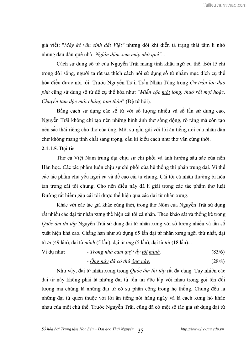 Luận văn thạc sĩ khoa học ngữ văn Tính khẩu ngữ trong thơ Nôm Nguyễn Trãi - 3 Trang 35