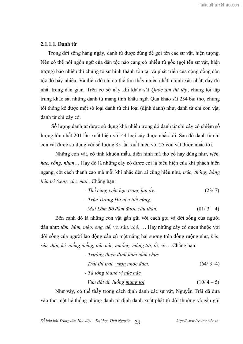 Luận văn thạc sĩ khoa học ngữ văn Tính khẩu ngữ trong thơ Nôm Nguyễn Trãi - 3 Trang 28