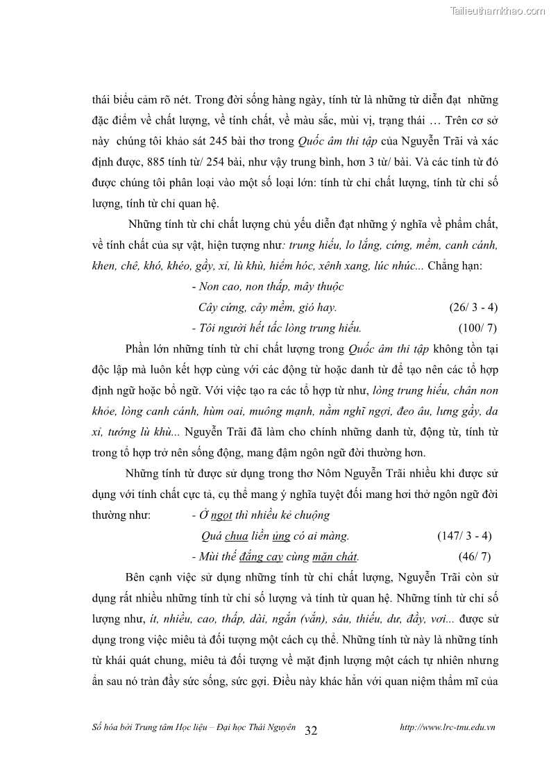 Luận văn thạc sĩ khoa học ngữ văn Tính khẩu ngữ trong thơ Nôm Nguyễn Trãi - 3 Trang 32
