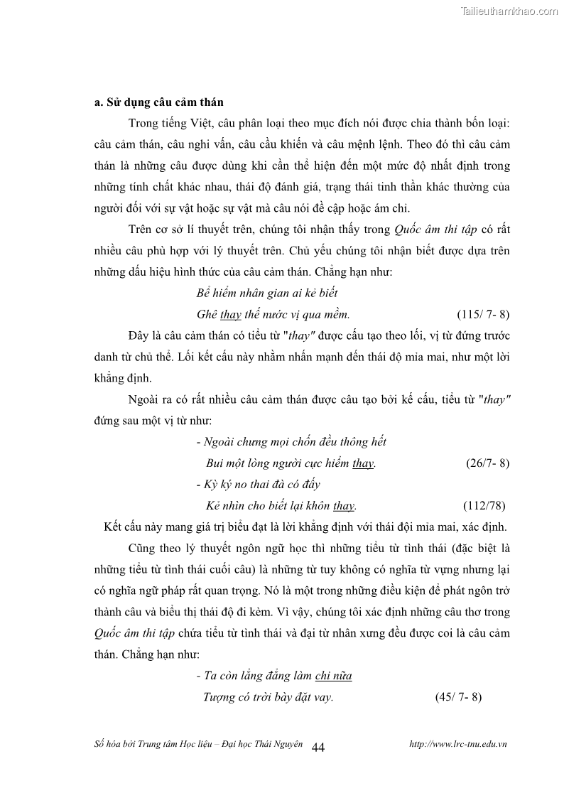 Luận văn thạc sĩ khoa học ngữ văn Tính khẩu ngữ trong thơ Nôm Nguyễn Trãi - 4 Trang 44