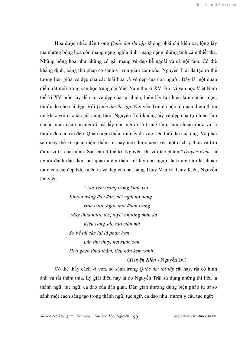 Luận văn thạc sĩ khoa học ngữ văn Tính khẩu ngữ trong thơ Nôm Nguyễn Trãi - 5 Trang 52