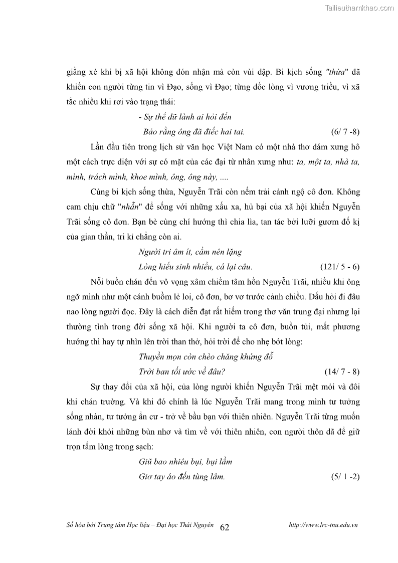 Luận văn thạc sĩ khoa học ngữ văn Tính khẩu ngữ trong thơ Nôm Nguyễn Trãi - 6 Trang 62