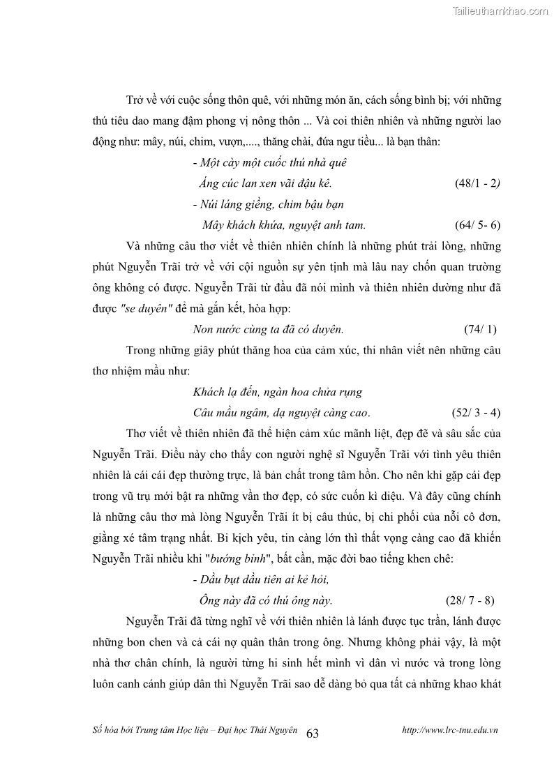 Luận văn thạc sĩ khoa học ngữ văn Tính khẩu ngữ trong thơ Nôm Nguyễn Trãi - 6 Trang 63