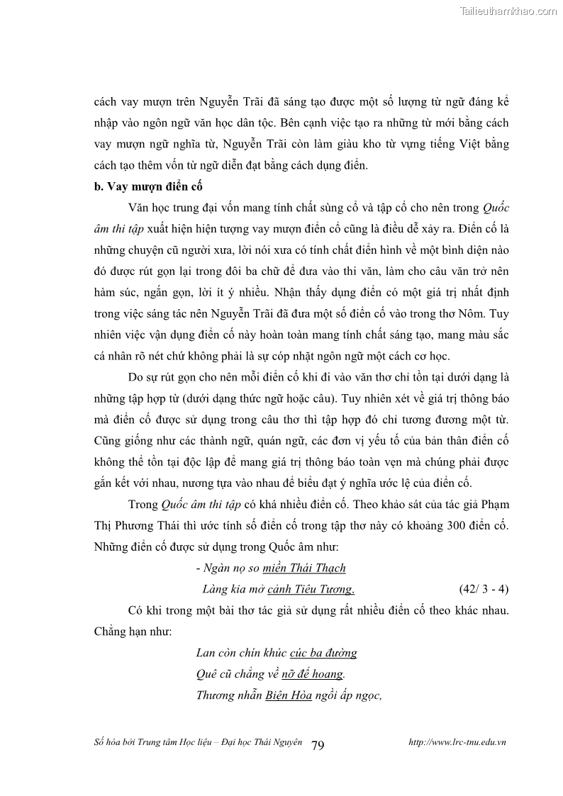 Luận văn thạc sĩ khoa học ngữ văn Tính khẩu ngữ trong thơ Nôm Nguyễn Trãi - 7 Trang 79
