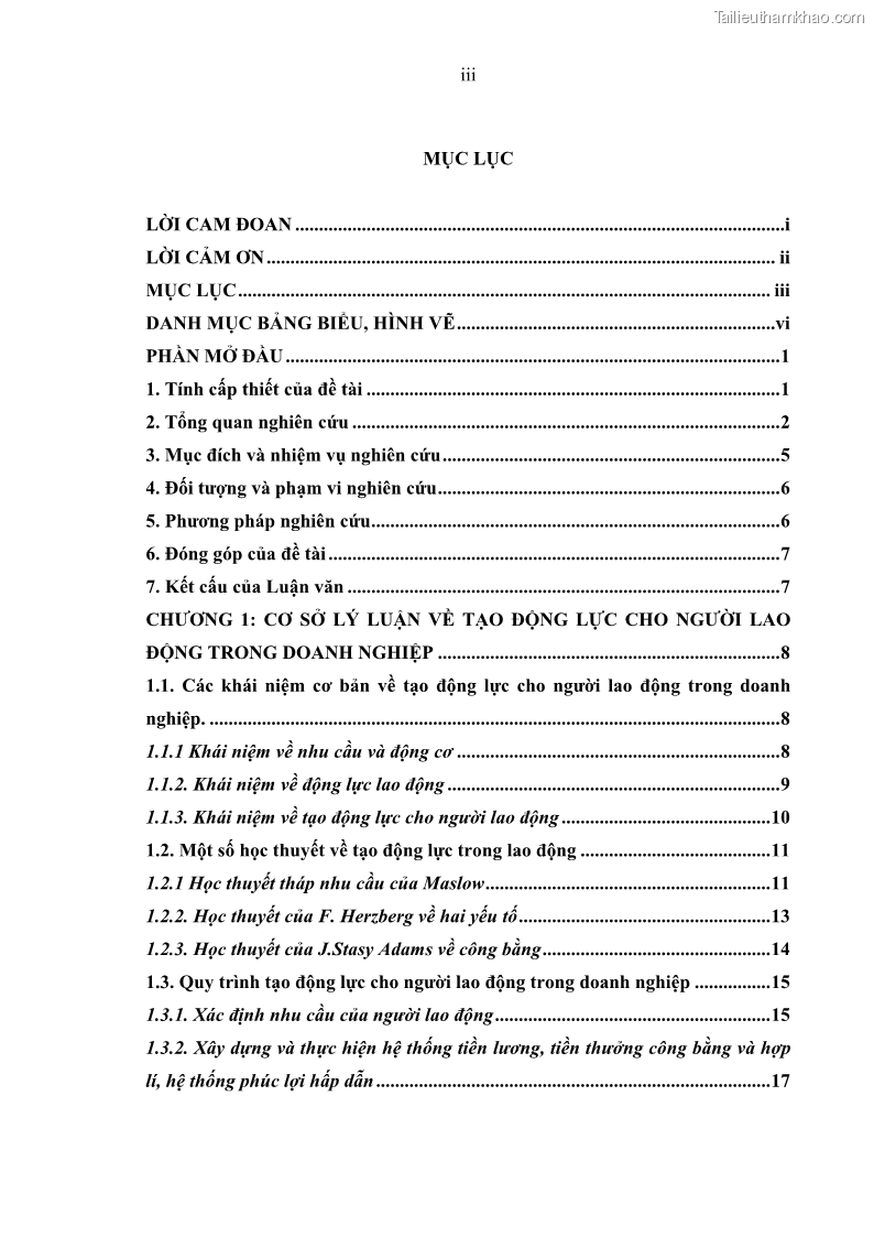 Luận văn thạc sĩ kinh tế Tạo động lực làm việc tại Công ty cổ phần đầu tư K&G Việt Nam - 1 Trang 5