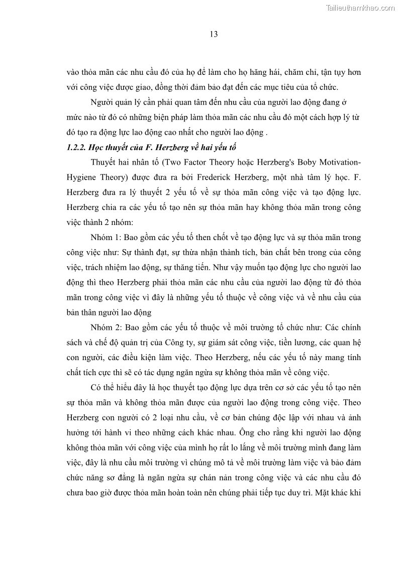 Luận văn thạc sĩ kinh tế Tạo động lực làm việc tại Công ty cổ phần đầu tư K&G Việt Nam - 2 Trang 22