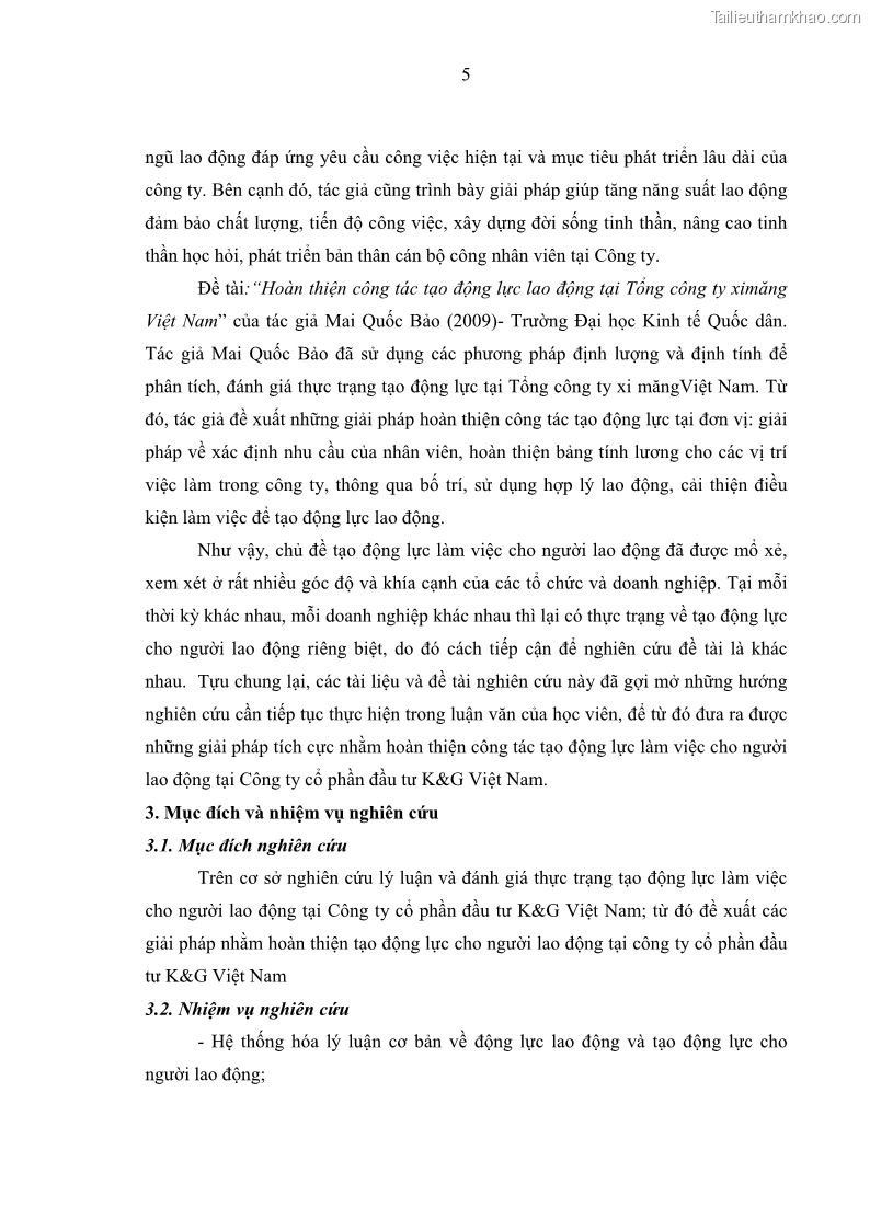 Luận văn thạc sĩ kinh tế Tạo động lực làm việc tại Công ty cổ phần đầu tư K&G Việt Nam - 2 Trang 14