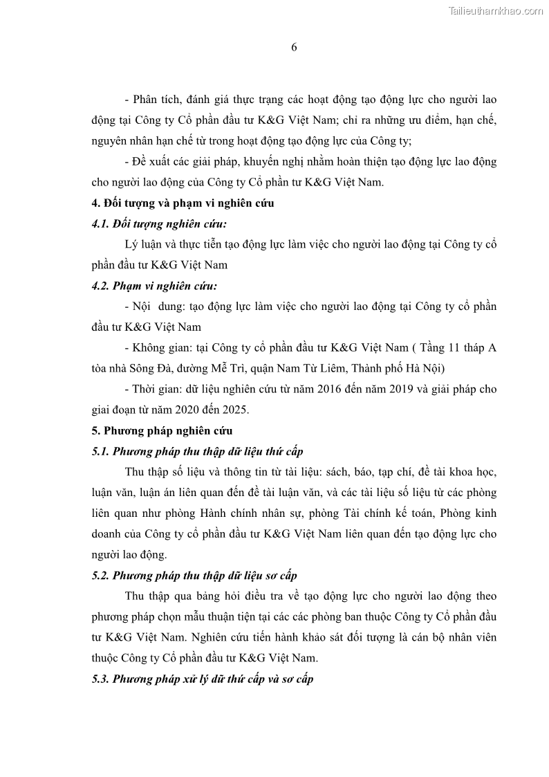 Luận văn thạc sĩ kinh tế Tạo động lực làm việc tại Công ty cổ phần đầu tư K&G Việt Nam - 2 Trang 15