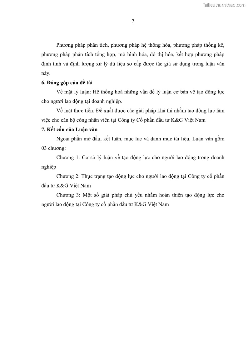 Luận văn thạc sĩ kinh tế Tạo động lực làm việc tại Công ty cổ phần đầu tư K&G Việt Nam - 2 Trang 16