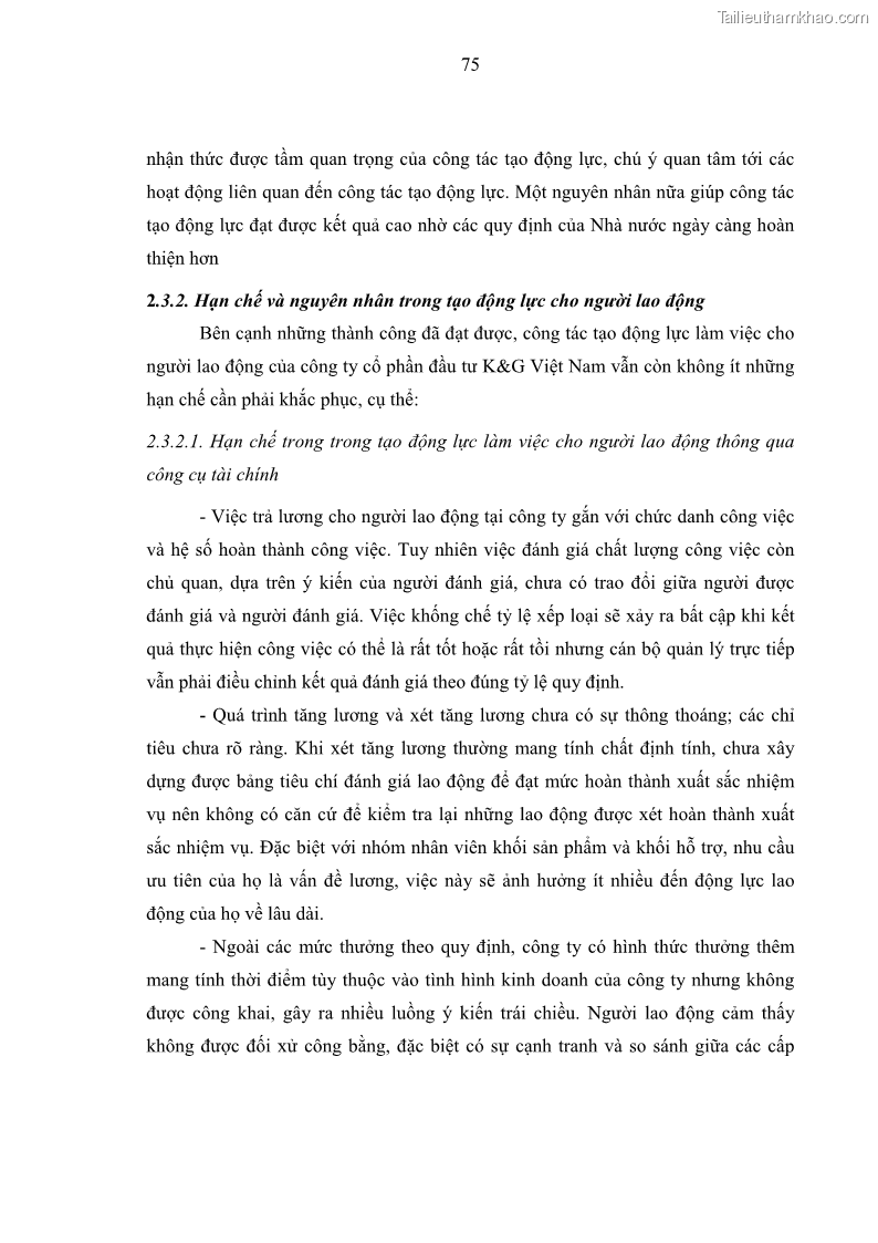 Luận văn thạc sĩ kinh tế Tạo động lực làm việc tại Công ty cổ phần đầu tư K&G Việt Nam - 7 Trang 84