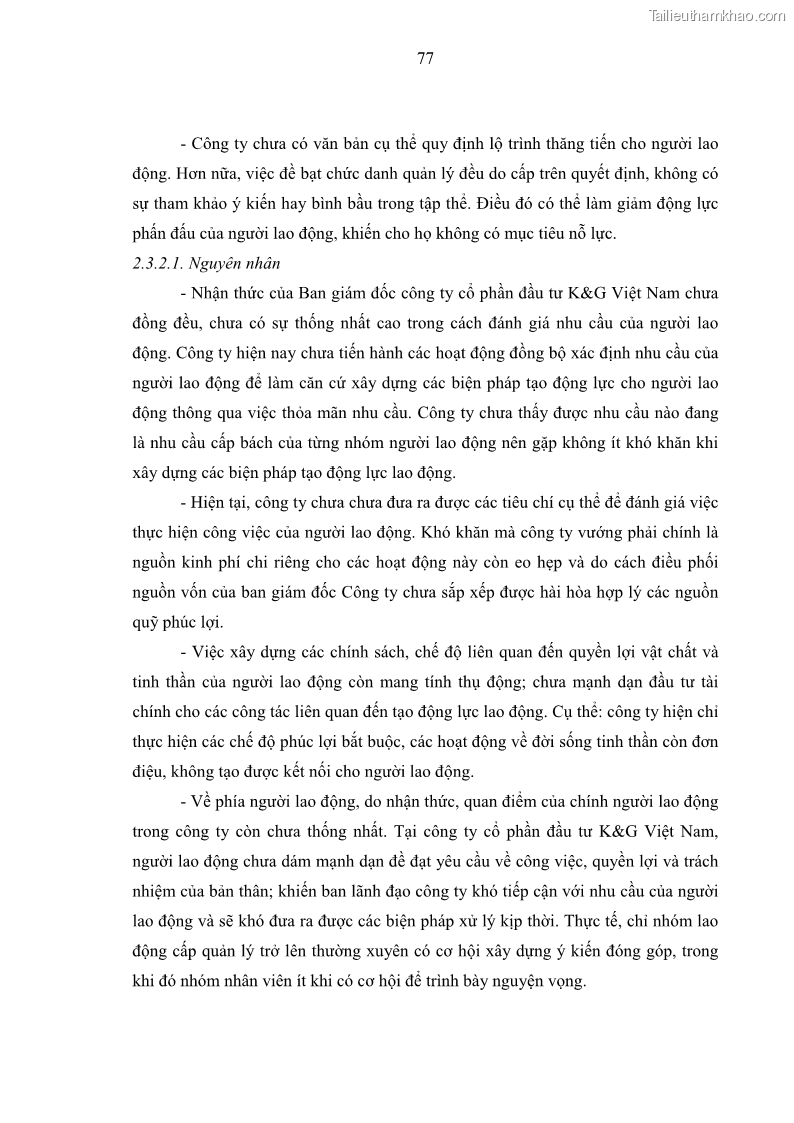 Luận văn thạc sĩ kinh tế Tạo động lực làm việc tại Công ty cổ phần đầu tư K&G Việt Nam - 8 Trang 86