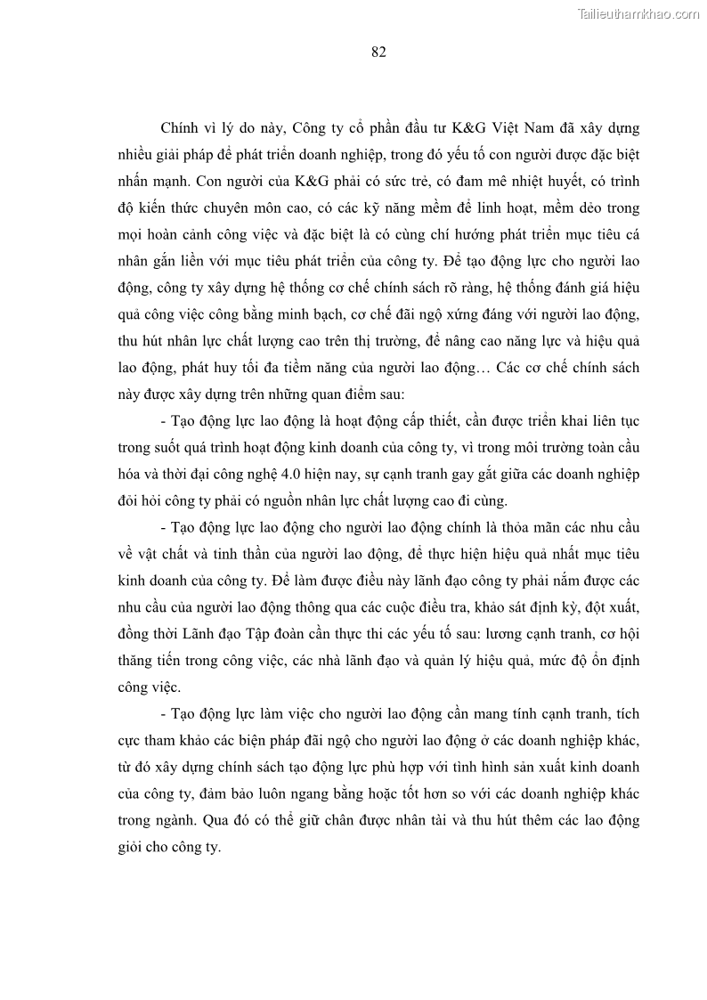 Luận văn thạc sĩ kinh tế Tạo động lực làm việc tại Công ty cổ phần đầu tư K&G Việt Nam - 8 Trang 91