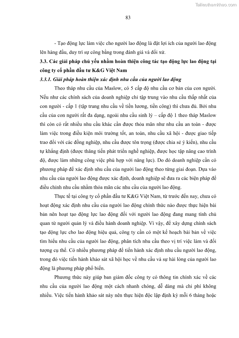 Luận văn thạc sĩ kinh tế Tạo động lực làm việc tại Công ty cổ phần đầu tư K&G Việt Nam - 8 Trang 92