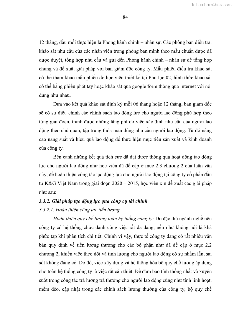 Luận văn thạc sĩ kinh tế Tạo động lực làm việc tại Công ty cổ phần đầu tư K&G Việt Nam - 8 Trang 93