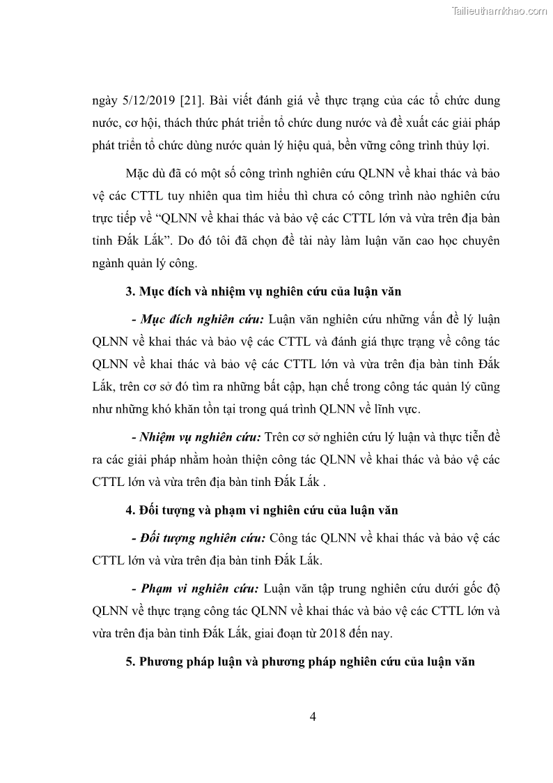 Luận văn thạc sĩ quản lý công Quản lý nhà nước về khai thác và bảo vệ các công trình thủy lợi lớn và vừa trên địa bàn tỉnh Đắk Lắk - 1 Trang 11