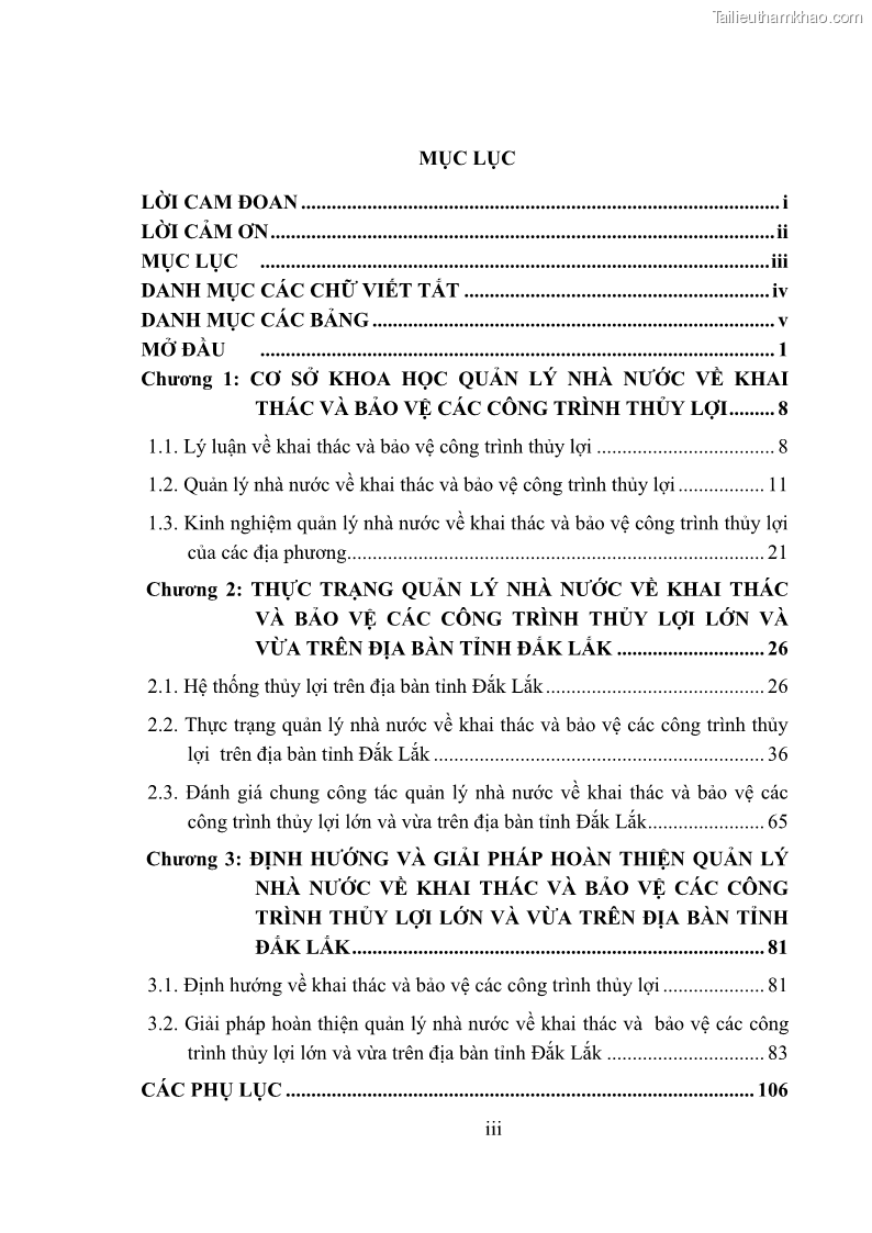 Luận văn thạc sĩ quản lý công Quản lý nhà nước về khai thác và bảo vệ các công trình thủy lợi lớn và vừa trên địa bàn tỉnh Đắk Lắk - 1 Trang 5