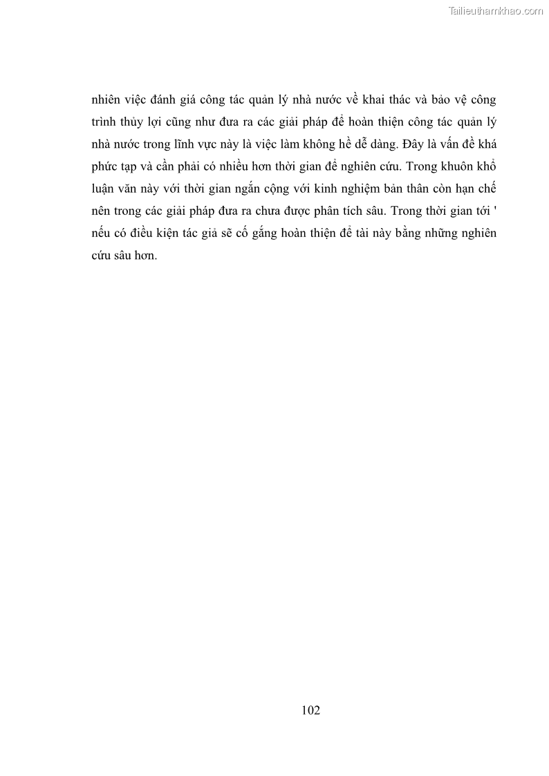 Luận văn thạc sĩ quản lý công Quản lý nhà nước về khai thác và bảo vệ các công trình thủy lợi lớn và vừa trên địa bàn tỉnh Đắk Lắk - 10 Trang 109