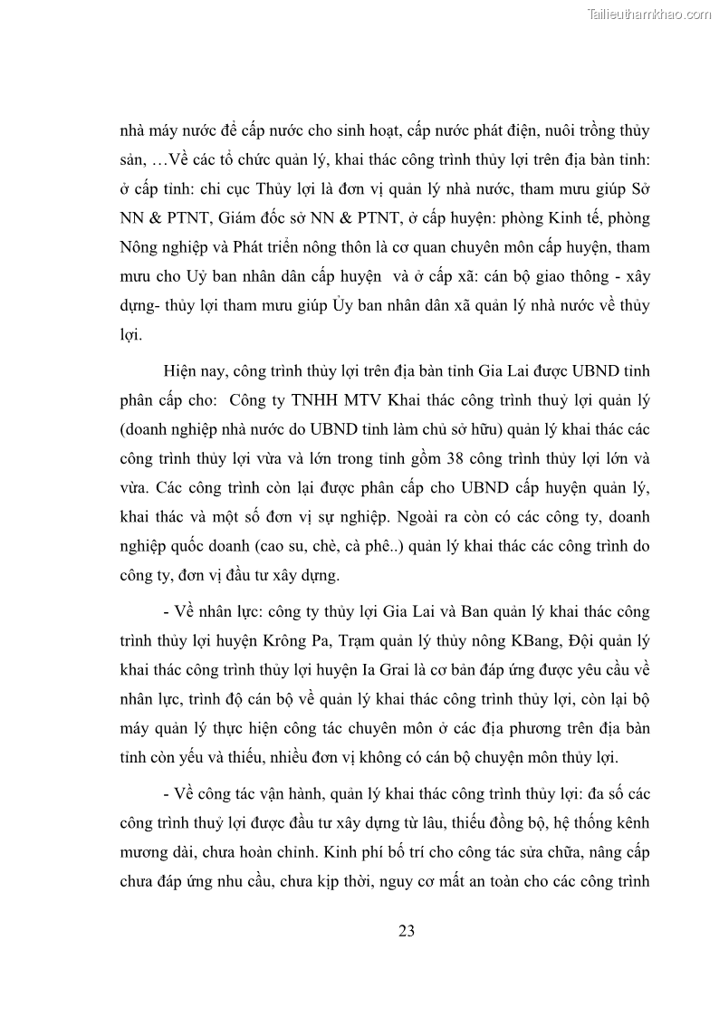 Luận văn thạc sĩ quản lý công Quản lý nhà nước về khai thác và bảo vệ các công trình thủy lợi lớn và vừa trên địa bàn tỉnh Đắk Lắk - 3 Trang 30