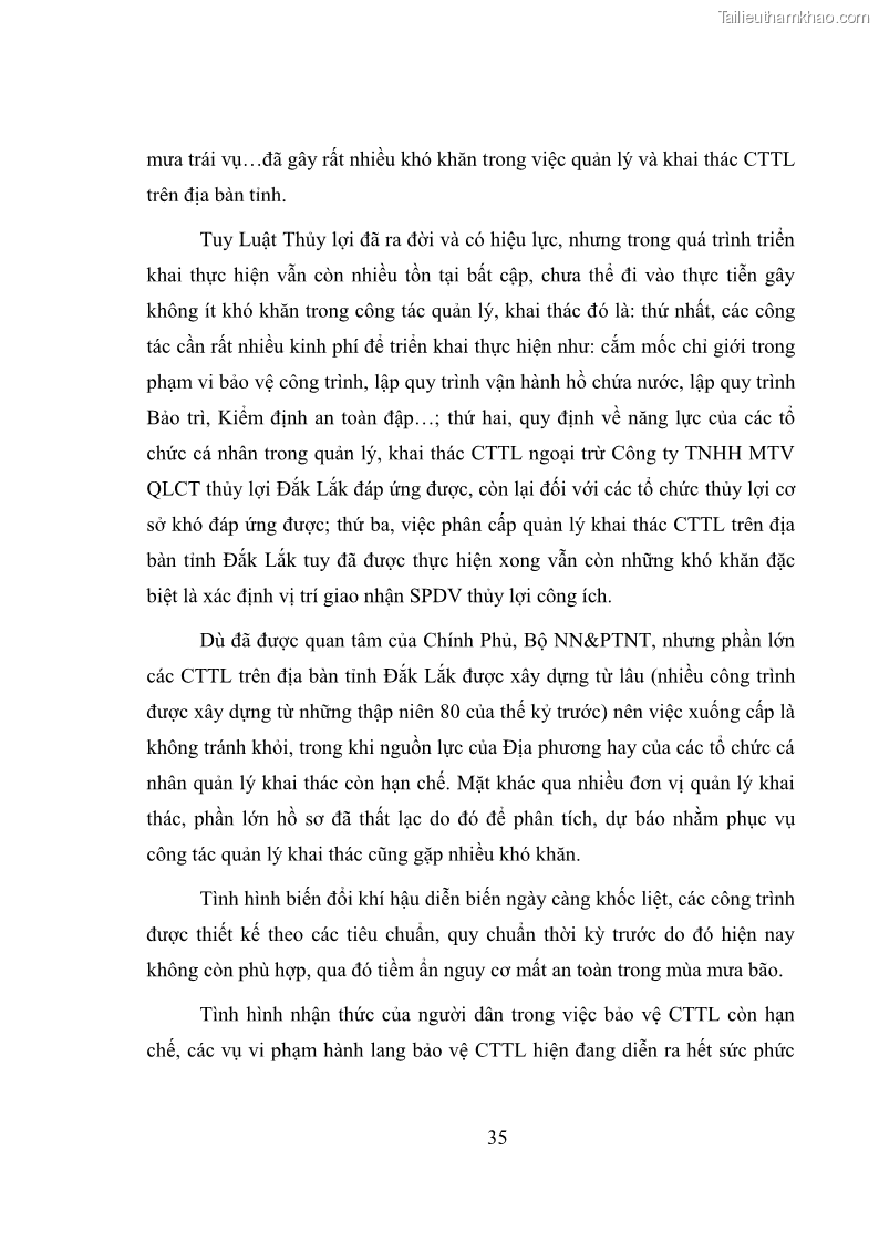 Luận văn thạc sĩ quản lý công Quản lý nhà nước về khai thác và bảo vệ các công trình thủy lợi lớn và vừa trên địa bàn tỉnh Đắk Lắk - 4 Trang 42