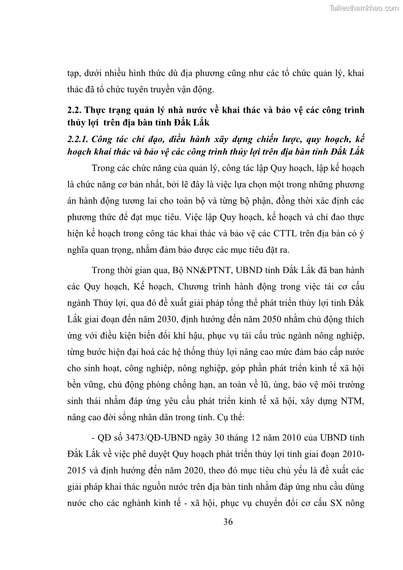 Luận văn thạc sĩ quản lý công Quản lý nhà nước về khai thác và bảo vệ các công trình thủy lợi lớn và vừa trên địa bàn tỉnh Đắk Lắk - 4 Trang 43