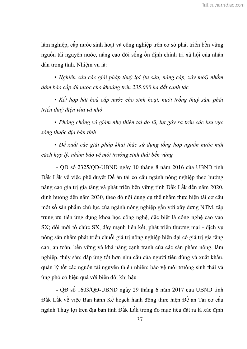 Luận văn thạc sĩ quản lý công Quản lý nhà nước về khai thác và bảo vệ các công trình thủy lợi lớn và vừa trên địa bàn tỉnh Đắk Lắk - 4 Trang 44