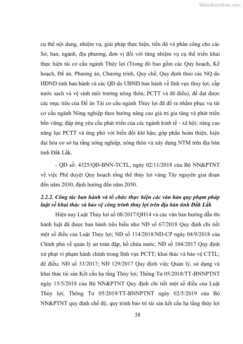 Luận văn thạc sĩ quản lý công Quản lý nhà nước về khai thác và bảo vệ các công trình thủy lợi lớn và vừa trên địa bàn tỉnh Đắk Lắk - 4 Trang 45