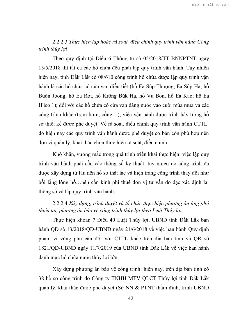 Luận văn thạc sĩ quản lý công Quản lý nhà nước về khai thác và bảo vệ các công trình thủy lợi lớn và vừa trên địa bàn tỉnh Đắk Lắk - 5 Trang 49