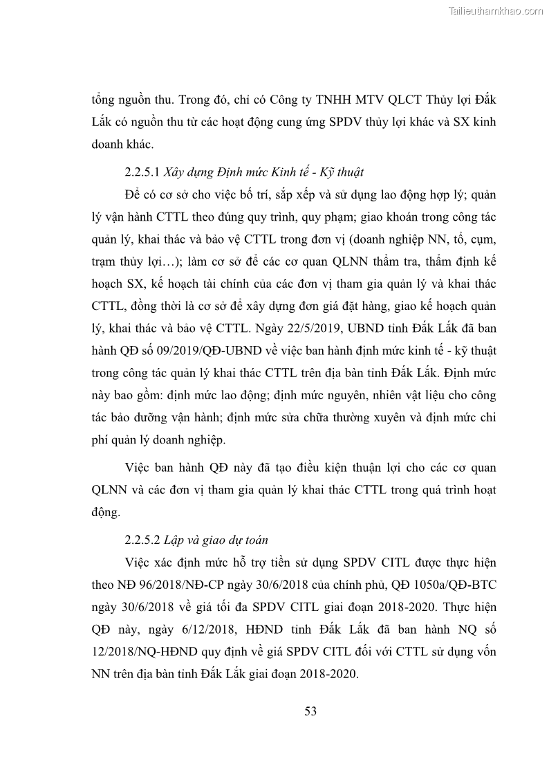 Luận văn thạc sĩ quản lý công Quản lý nhà nước về khai thác và bảo vệ các công trình thủy lợi lớn và vừa trên địa bàn tỉnh Đắk Lắk - 5 Trang 60