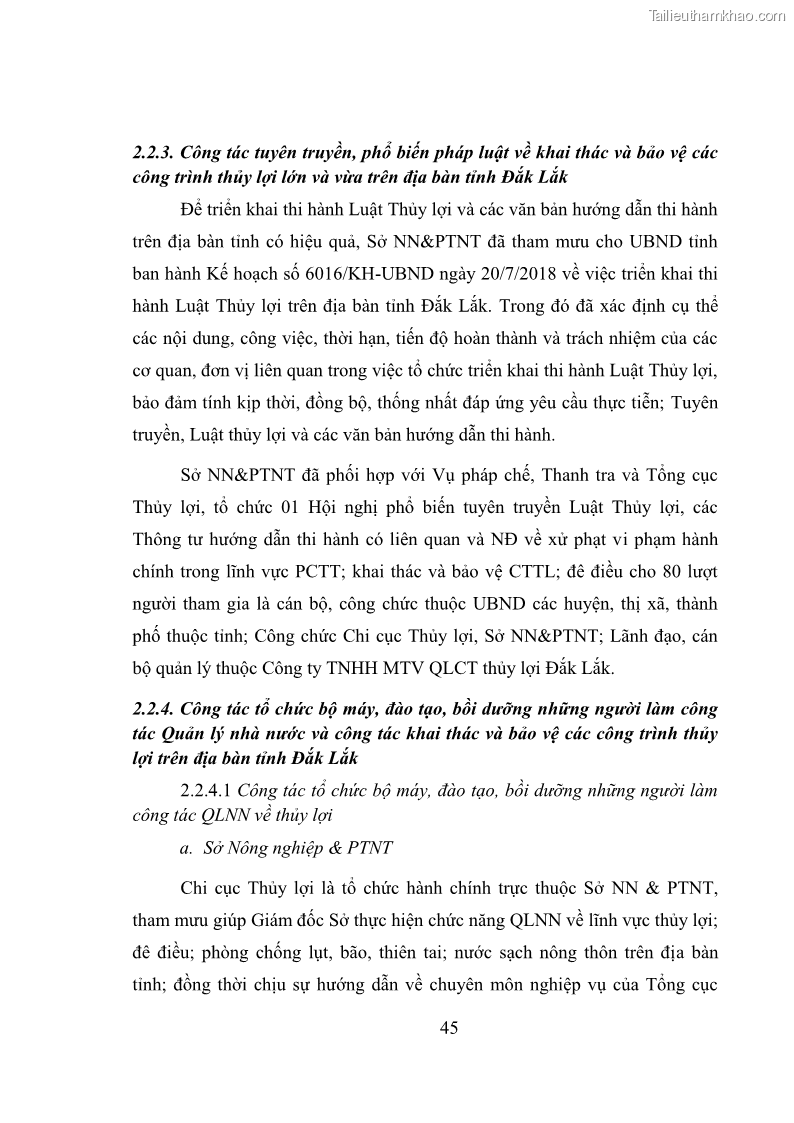 Luận văn thạc sĩ quản lý công Quản lý nhà nước về khai thác và bảo vệ các công trình thủy lợi lớn và vừa trên địa bàn tỉnh Đắk Lắk - 5 Trang 52