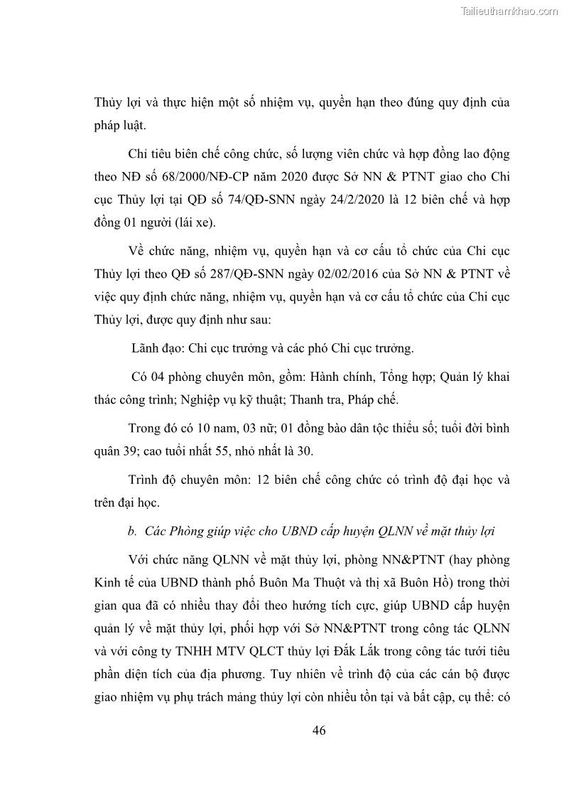 Luận văn thạc sĩ quản lý công Quản lý nhà nước về khai thác và bảo vệ các công trình thủy lợi lớn và vừa trên địa bàn tỉnh Đắk Lắk - 5 Trang 53