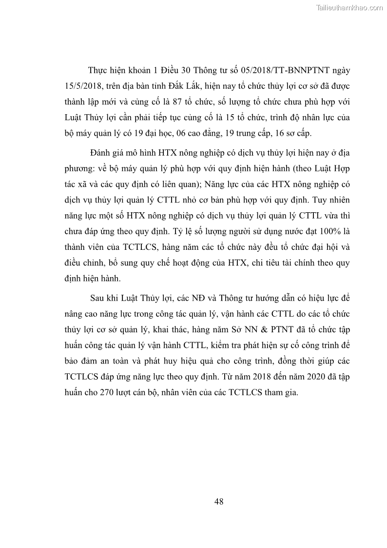 Luận văn thạc sĩ quản lý công Quản lý nhà nước về khai thác và bảo vệ các công trình thủy lợi lớn và vừa trên địa bàn tỉnh Đắk Lắk - 5 Trang 55