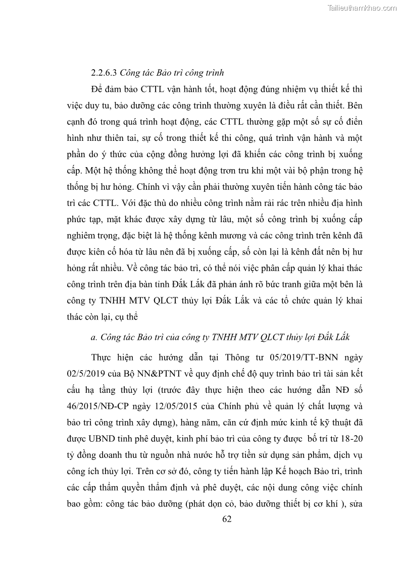 Luận văn thạc sĩ quản lý công Quản lý nhà nước về khai thác và bảo vệ các công trình thủy lợi lớn và vừa trên địa bàn tỉnh Đắk Lắk - 6 Trang 69