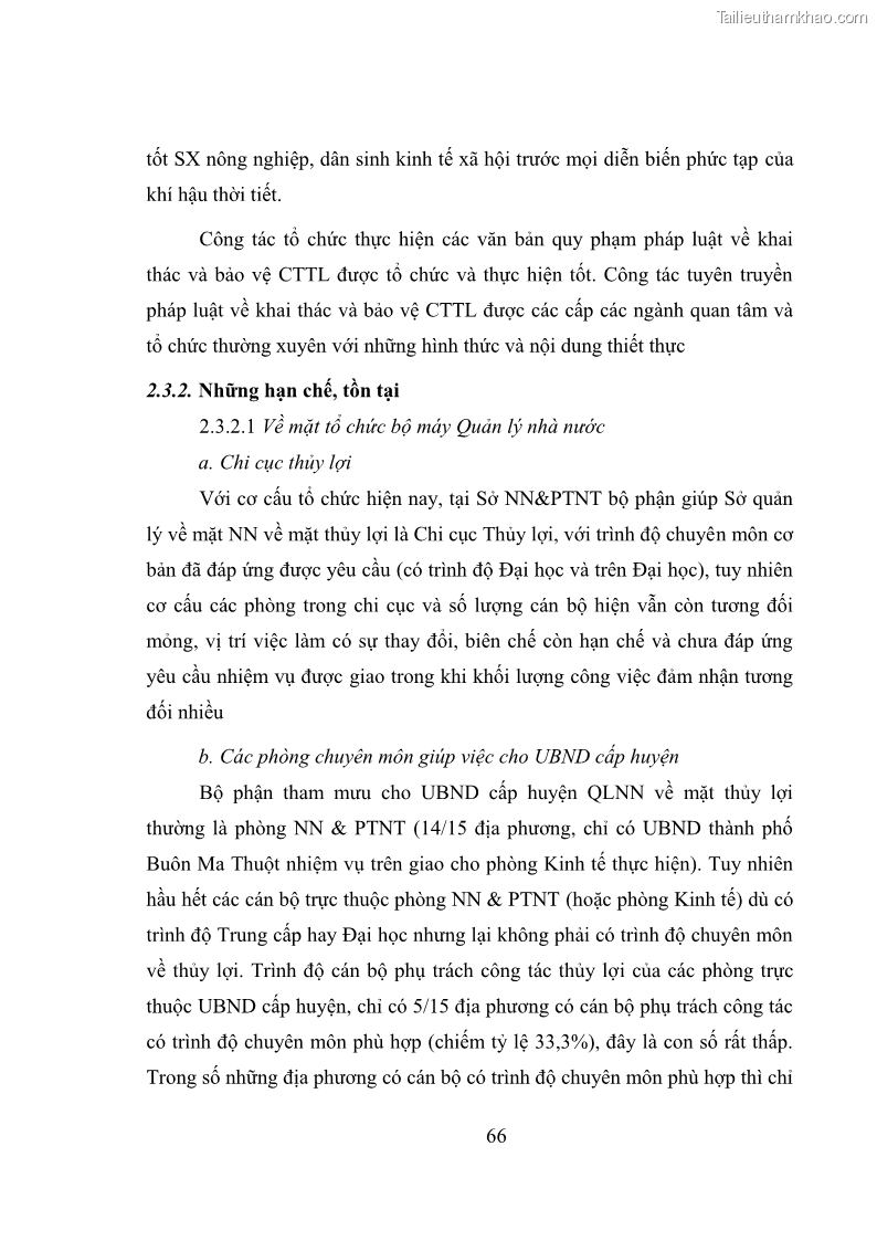 Luận văn thạc sĩ quản lý công Quản lý nhà nước về khai thác và bảo vệ các công trình thủy lợi lớn và vừa trên địa bàn tỉnh Đắk Lắk - 7 Trang 73