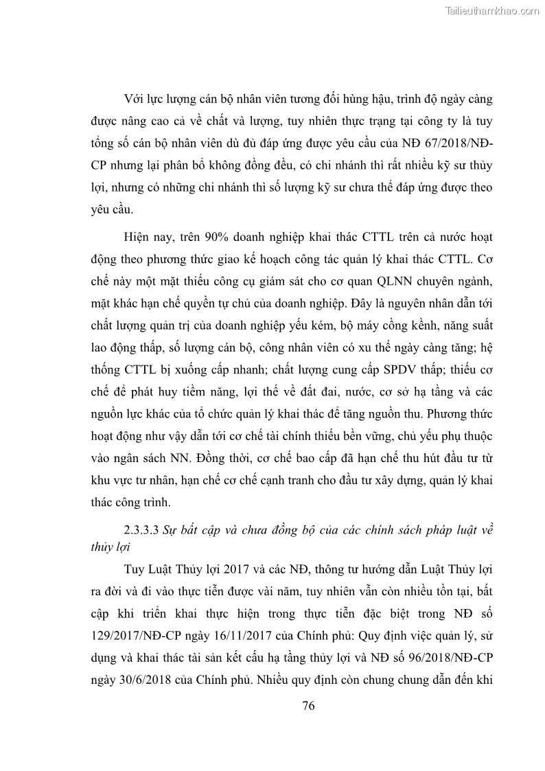 Luận văn thạc sĩ quản lý công Quản lý nhà nước về khai thác và bảo vệ các công trình thủy lợi lớn và vừa trên địa bàn tỉnh Đắk Lắk - 7 Trang 83