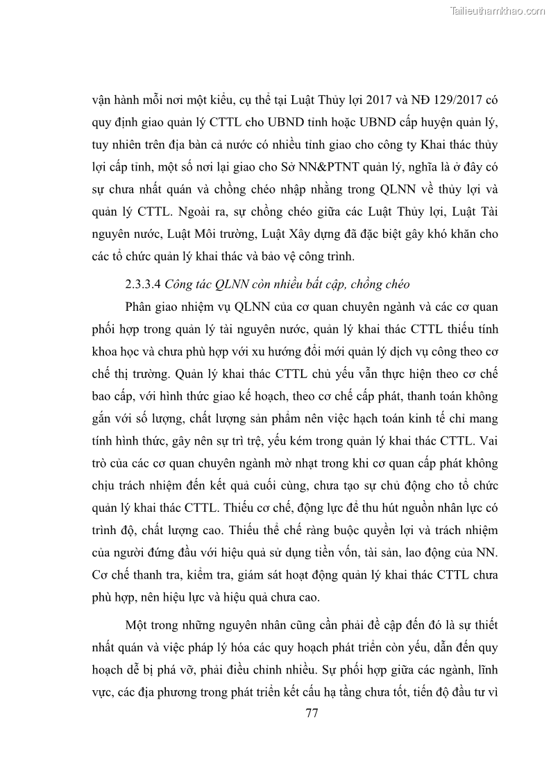 Luận văn thạc sĩ quản lý công Quản lý nhà nước về khai thác và bảo vệ các công trình thủy lợi lớn và vừa trên địa bàn tỉnh Đắk Lắk - 7 Trang 84