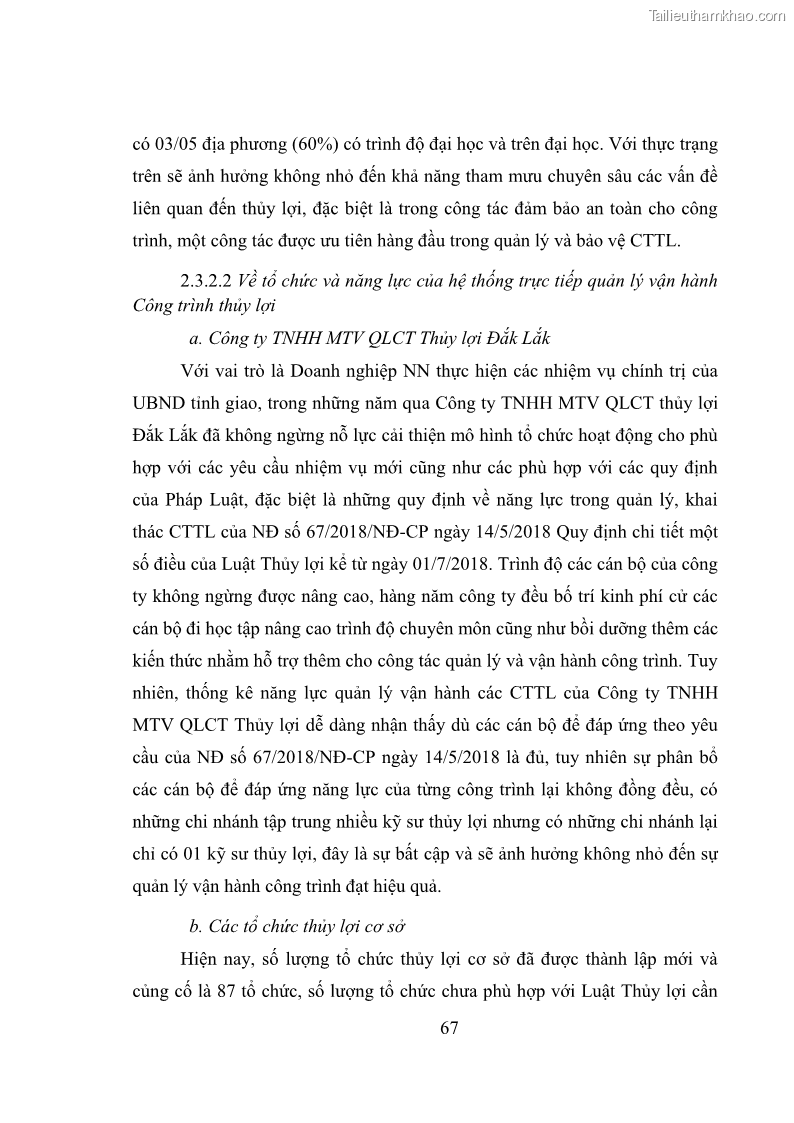 Luận văn thạc sĩ quản lý công Quản lý nhà nước về khai thác và bảo vệ các công trình thủy lợi lớn và vừa trên địa bàn tỉnh Đắk Lắk - 7 Trang 74