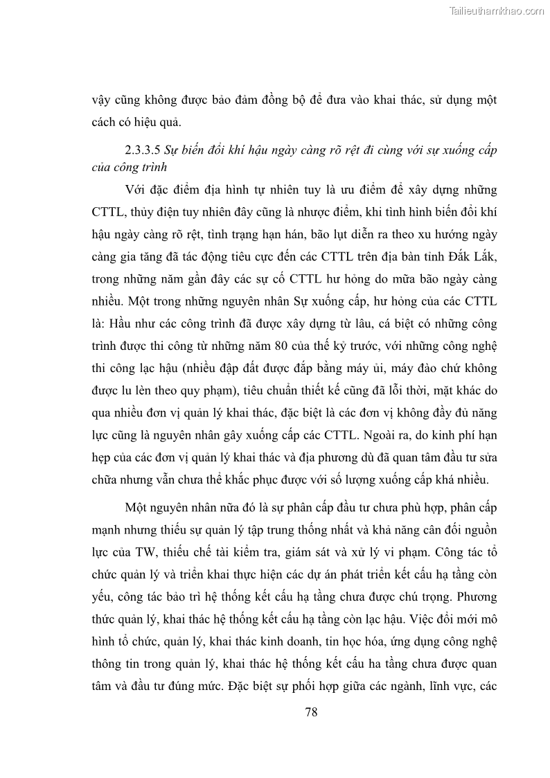 Luận văn thạc sĩ quản lý công Quản lý nhà nước về khai thác và bảo vệ các công trình thủy lợi lớn và vừa trên địa bàn tỉnh Đắk Lắk - 8 Trang 85