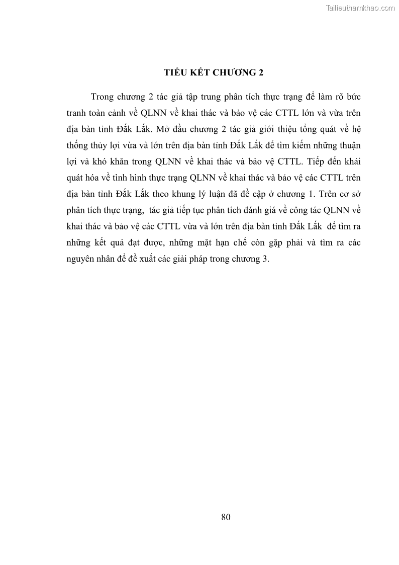 Luận văn thạc sĩ quản lý công Quản lý nhà nước về khai thác và bảo vệ các công trình thủy lợi lớn và vừa trên địa bàn tỉnh Đắk Lắk - 8 Trang 87
