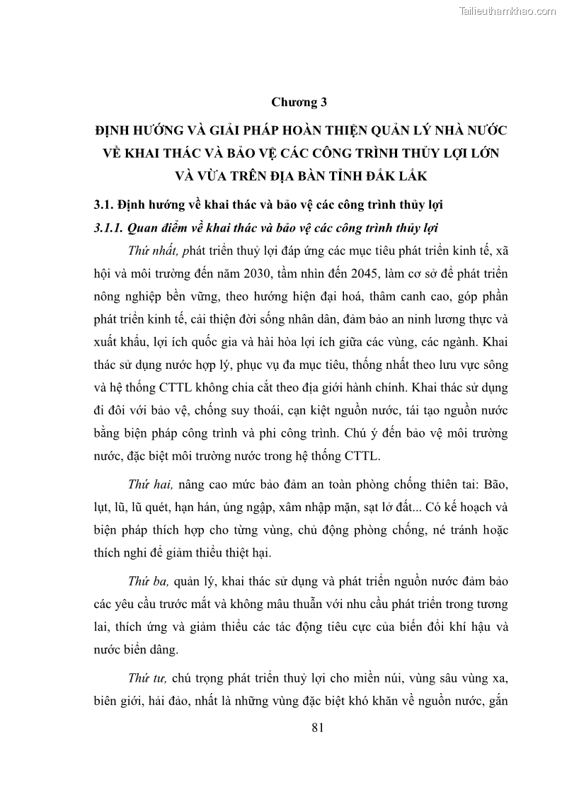 Luận văn thạc sĩ quản lý công Quản lý nhà nước về khai thác và bảo vệ các công trình thủy lợi lớn và vừa trên địa bàn tỉnh Đắk Lắk - 8 Trang 88