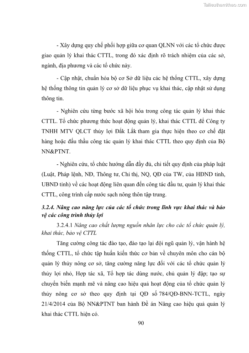 Luận văn thạc sĩ quản lý công Quản lý nhà nước về khai thác và bảo vệ các công trình thủy lợi lớn và vừa trên địa bàn tỉnh Đắk Lắk - 9 Trang 97